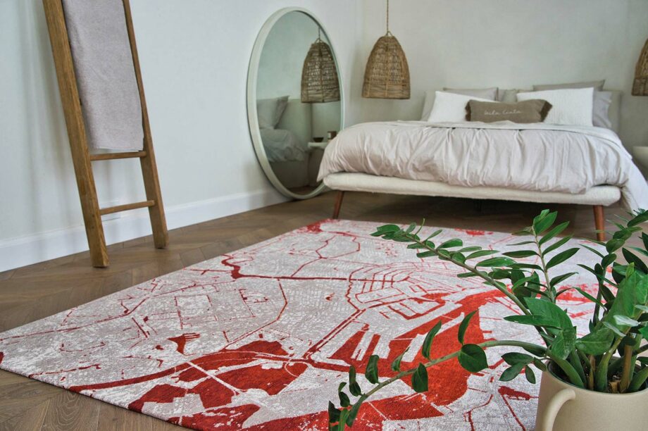 Louis De Poortere vloerkleed Cities Amsterdam 9323 Orange Cut interior 1