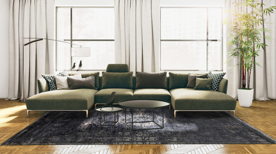 vloerkleed Louis De Poortere LX8263 Fading World Medaillon Mineral Black interior