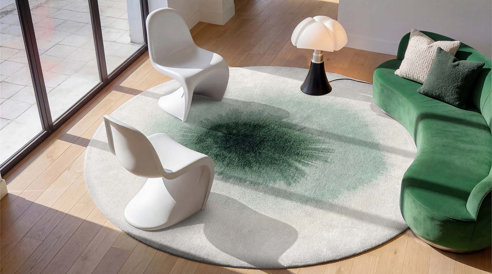 Louis De Poortere vloerkleed Meditation 2104 Drop Green Day interior 2