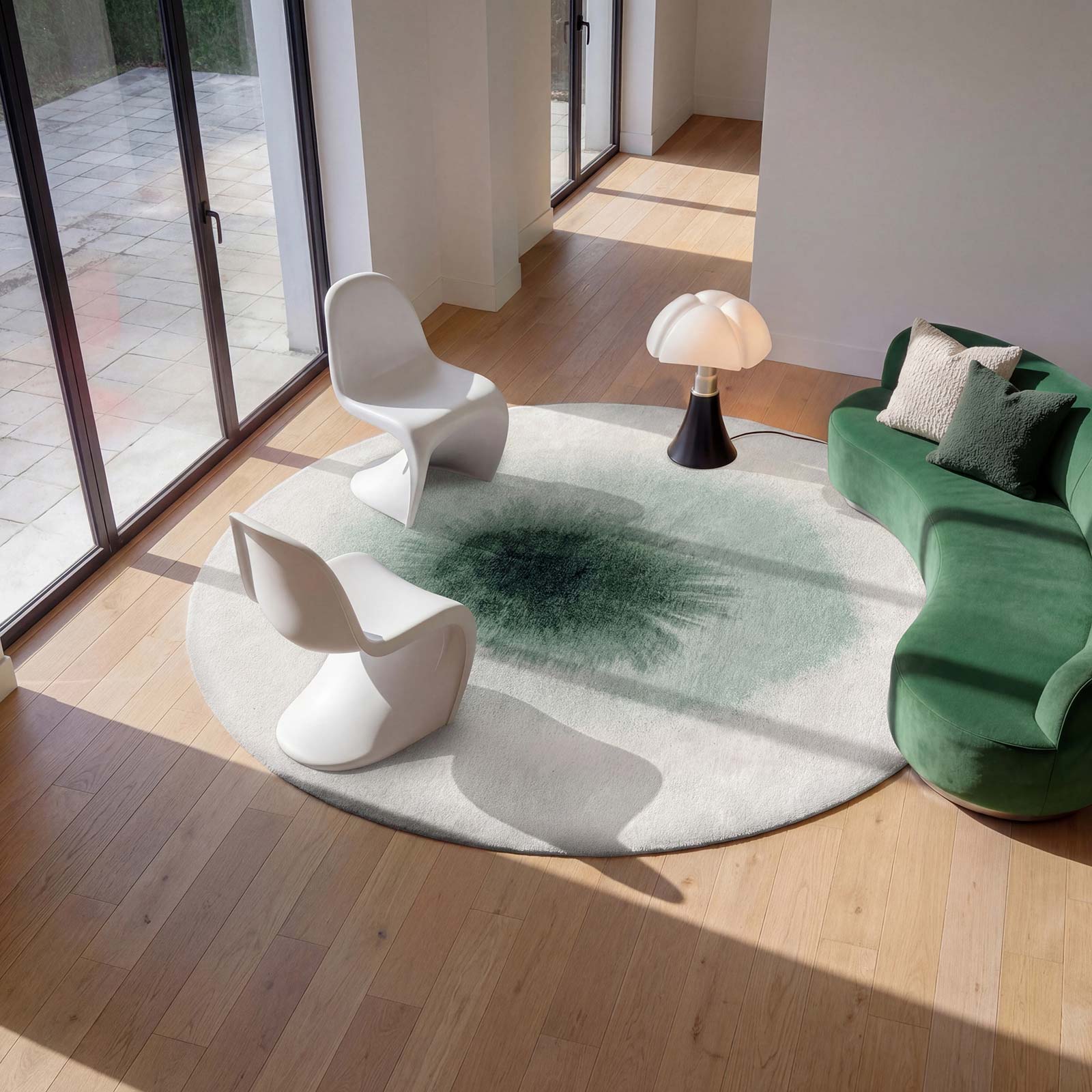 Louis De Poortere vloerkleed Meditation 2104 Drop Green Day interior